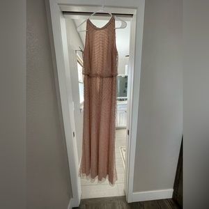 Blush Adrianna Papell Women's Halter Art Deco Beaded Blouson Dress